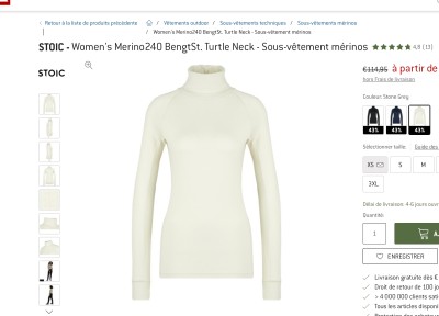Tuotetta Stoic - Women's Merino240 BengtSt. Turtle Neck - Merinovilla-alusvaatteet koskeva kuva 1 k&auml;ytt&auml;j&auml;lt&auml; Marie